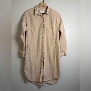Women’s Anthropologie button-down long sleeve shirt dress w/neutral motif size L